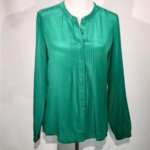 Banana Republic Silk Pintuck Blouse PINE GREEN- XS